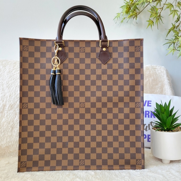 LOUIS VUITTON Sac Plat PM Damier Ebene Tote Bag Brown